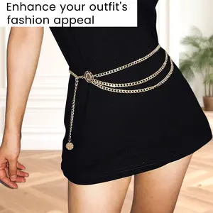 Women's Multilayer Metal Waist Chain, Sturdy Alloy Waist Belt for Daily Wearing