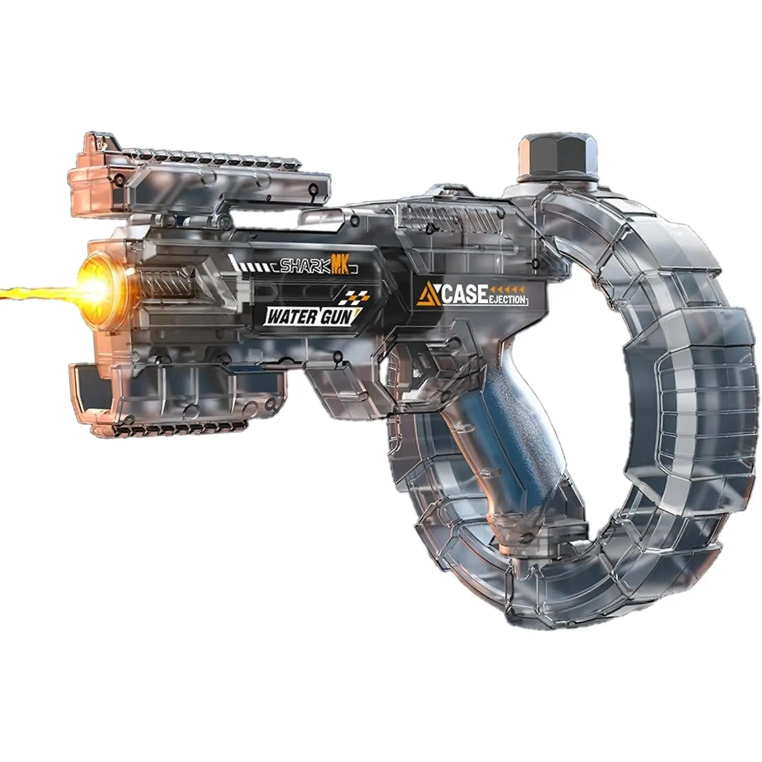 Mechanical Transforming Electric Water Gun - Automatic Water Blaster with Strobe Lights, Long Range & Mechanical Deformation, Outdoor Water Toy Gift Boys Girls (Gray)