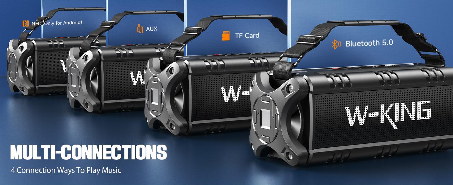 W-KING Bluetooth Speaker, 90W Max Loud Portable Speakers Bluetooth Wireless, IPX6 Waterproof Outdoor Speaker with 50W Deep Bass/2 Powerful Subwoofer/40H/Power Bank/EQ/TF/AUX/NFC for Pool/Party/Travel Rechargeable Audio
