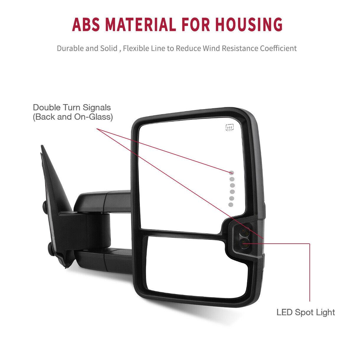 YITAMOTOR Towing Mirrors Compatible with Chevy Silverado Tahoe Suburban Avalanche GMC Sierra Yukon Cadillac Escalade 2003-2006 Power Heated LED Signal Lamp Clearance Light Black Pair Mirrors YITAMOTOR Towing Mirrors Compatible with Chevy Silverado Tahoe Suburban Avalanche GMC Sierra Yukon Cadillac Escalade 2003-2006 Power Heated LED Signal Lamp Clearance Light Black Pair Mirrors