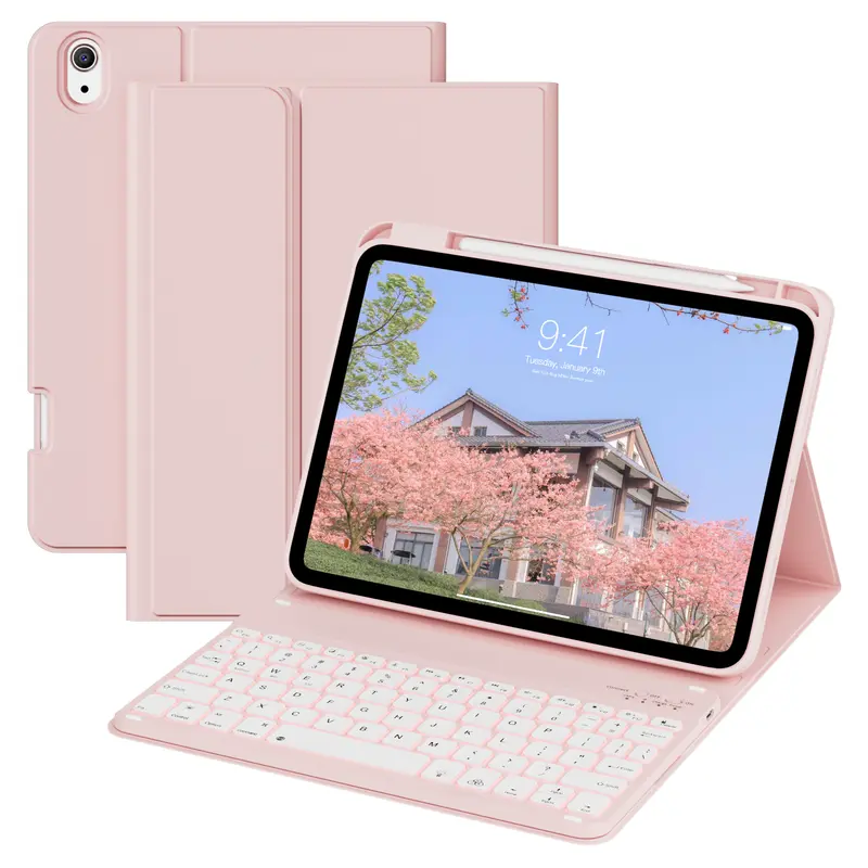 KENKE Backlit Detachable Magnetic Keyboard Case Shockproof Pencil Holder Anti-fall Keycaps UK QWERTY Layout Fit for iPad(A16)11th Gen 11 Inch 2025,iPad 10th Gen 2022,iPad Air 11 Inch M3(2025)/M2(2024) 7th/6th Gen,iPad Air 5th/4th Gen 2022/2020 10.9 Inch