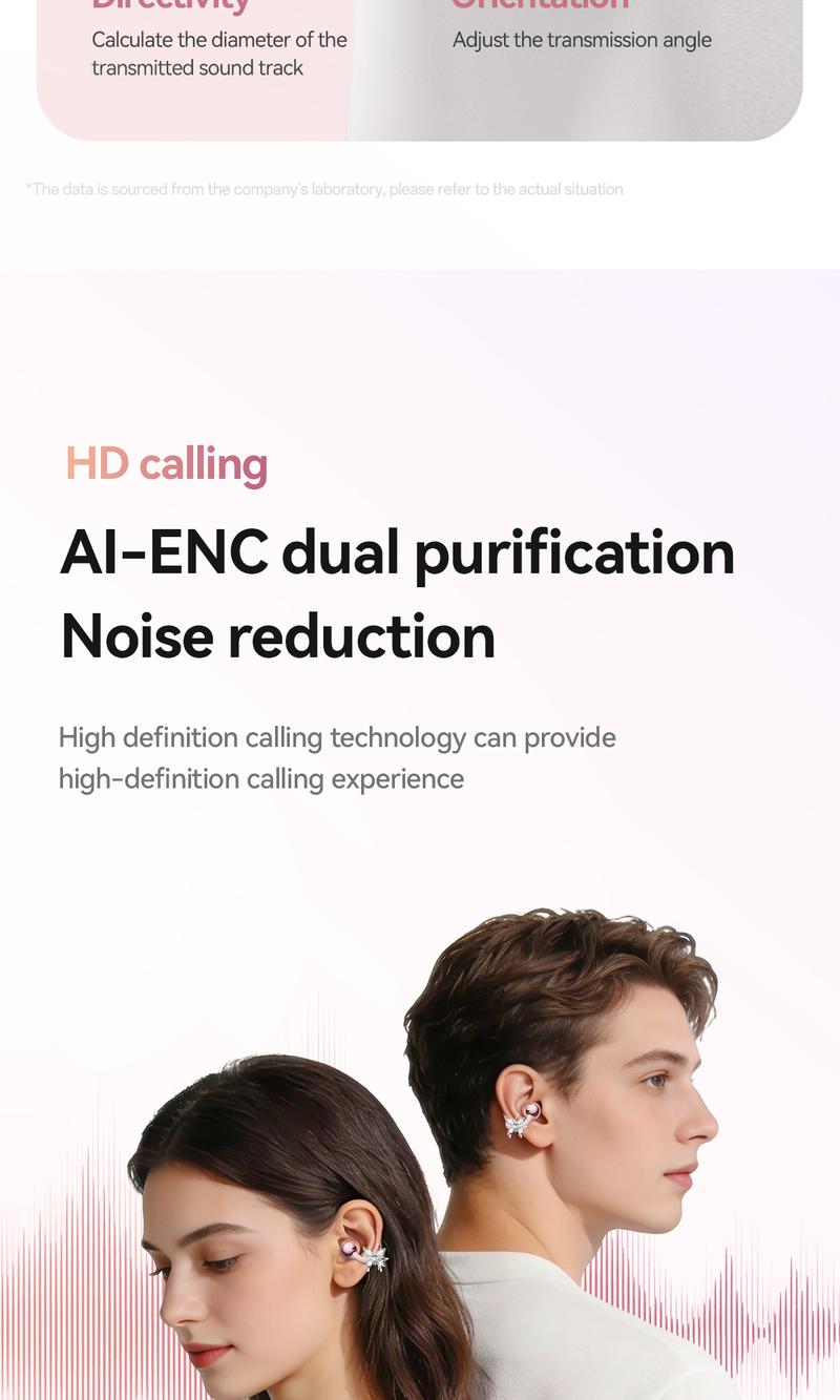 CHENRUIDA Open Ear Bluetooth Earbuds with Bow Ear Jewelry, Makeup Mirror Jewelry Case, Wireless Ear Clip Headphones, Perfect for Workouts, Office, Travel and Fashion Lifestyle