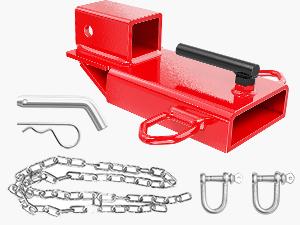 Nilight Forklift Trailer Hitch Attachment Fits 2 Inch Receiver Clamp on Pallet Fork Trailer Towing Adapter with Safety Chain & 5/8” Hitch Pin Clip Red