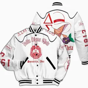 Delta Sigma Theta Varsity Jacket, Delta Sigma Theta White Varsity Jacket Sorority Jacket 5464 UJG
