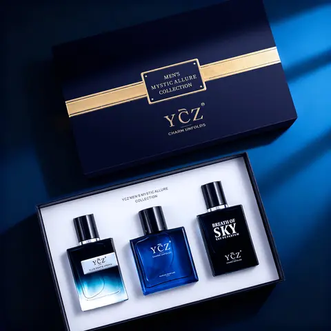 [YCZ] Men's Mystic Allure Cologne Gift Set - 3 x 50 mL Bottles (1 to 1.9 fl oz Each) - Midnight Marine, Club Gent's Aroma, Breath of Sky Scents - Modern Masculine Expressions for Parties, Everyday Wear
