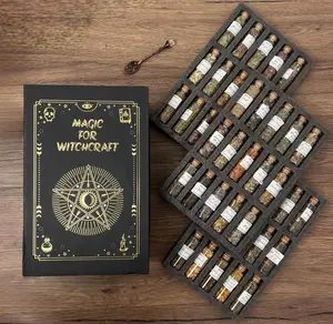 Witchcraft Organic Dried Herb Starter Kit, 45 Bottles in Black Gift Box, Includes Crystal Spoon for Ritual & Bath Use