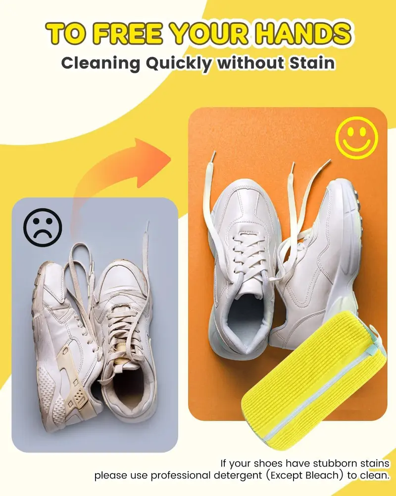Premium Chenille Microfiber Shoe Washer Bag with 1200 Bristles Secure Safety Lock Design for All Kinds of Shoes Reusable Washing Machine Cleaning Bag for Home Laundry Room Accessory