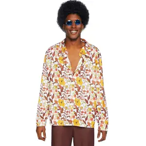 Men's 1970s Floral Disco Costume Shirt