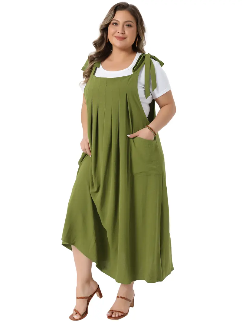 green emerald velvet dress Women's Green Pinafore Flared Dress Green / S