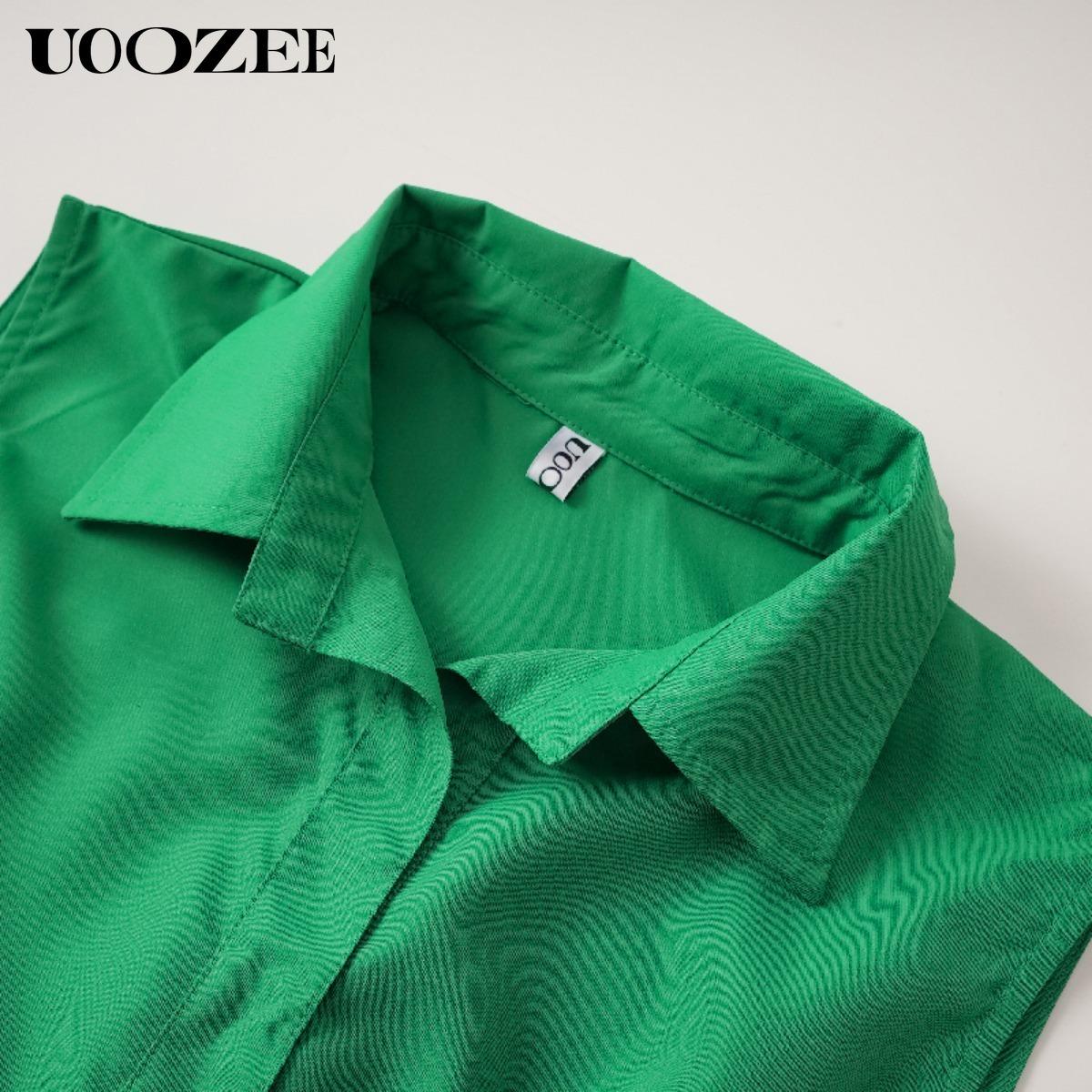 Women's loose solid color lapel mid-length dress, waist design, comfortable and elegant, a must-have for commuting and formal occasions Shirt Dress