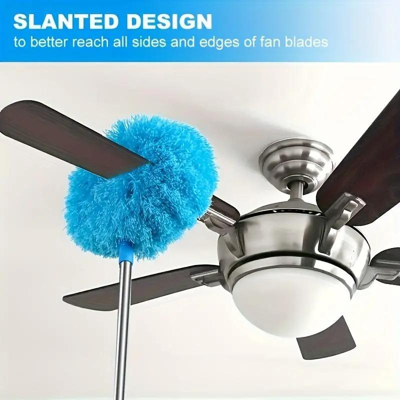Extendable Microfiber Ceiling Fan Duster - Reusable, Effortless Cleaning Brush , Ideal For RVs & Home Use, Blue Grey adjustable extension