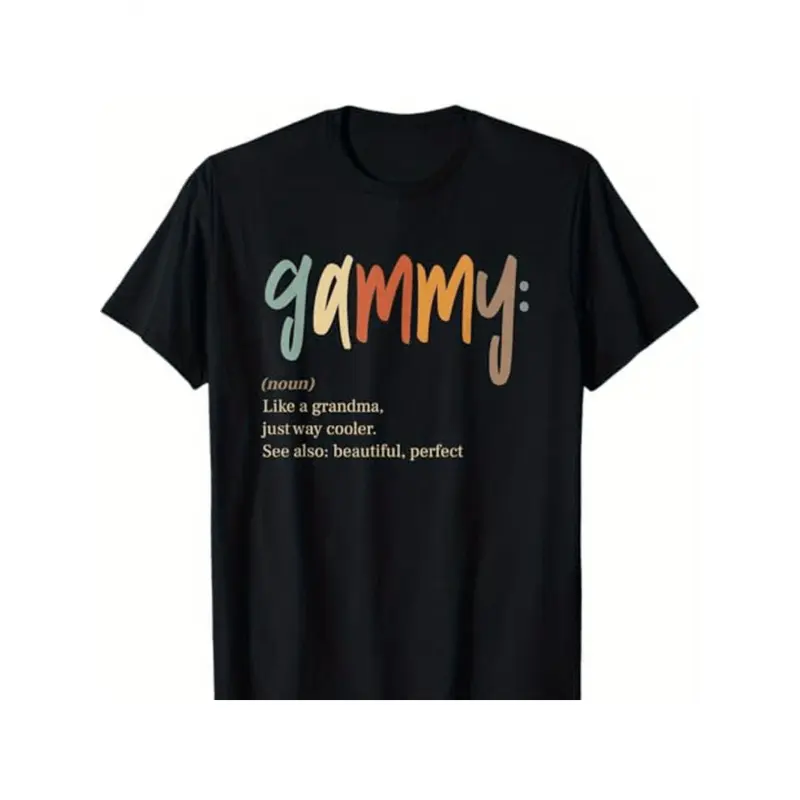 Men's 3XL Black T-Shirt - Gammy Grandma Word Art with Multicolor Sentimental Lettering (Grandma/Grandma's Name Example) - Retro Casual Fit, All-Season, Gift for Grandfathers & Grandsons - Funny Family Apparel Streetwear Oversized Graphic Comfy