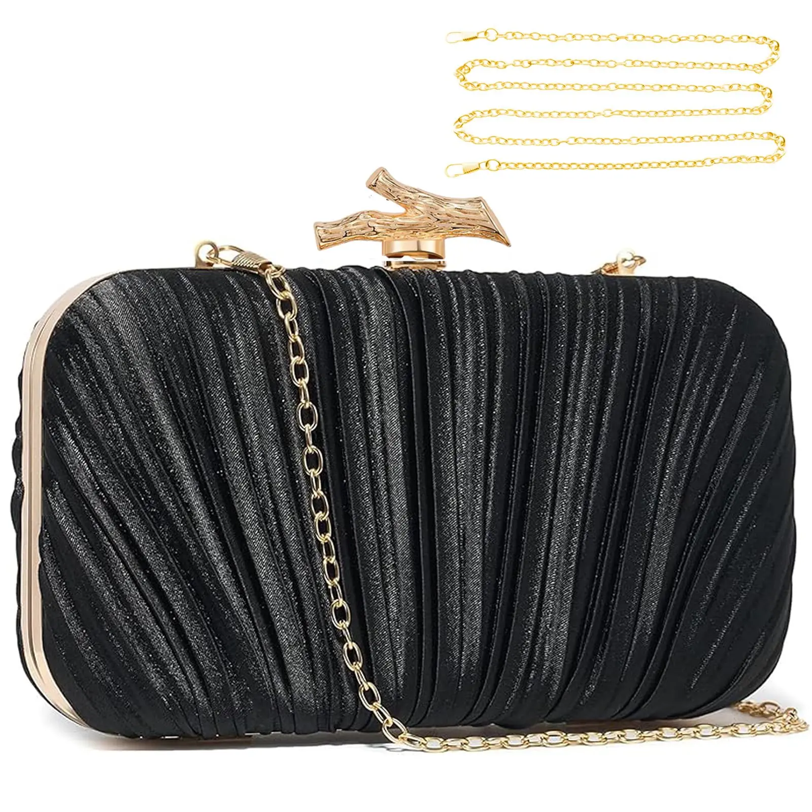 Jambhala Women's Pleated Evening Clutch, Elegant Champagne Pink Silk/Satin Bag for Weddings and Parties, Lightweight Birthday Gift for Ladies, Formal Events