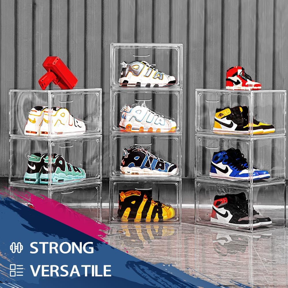 Acrylic Shoe Boxes Clear Stackable 4Pack Sneaker Storage for Sneakerheads Display Case Shoe Organiser Plastic Set Adjustable Acrylic Shoe Boxes Clear Stackable 4Pack Sneaker Storage for Sneakerheads Display Case Shoe Organiser Plastic Set Adjustable