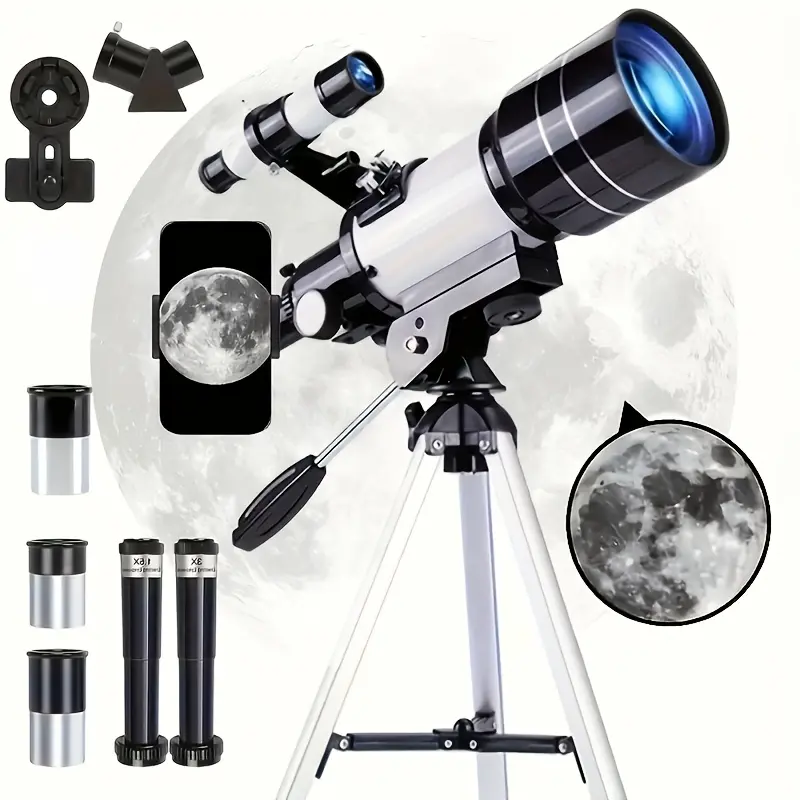 Portable Travel Astronomy Telescope - Telescopic Camping Gear with Multiple Accessories for Stargazing, Bird Watching