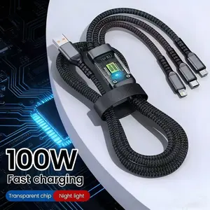 2pack of 3-in-1 fast USB charging cables, universal mobile phone charging cables