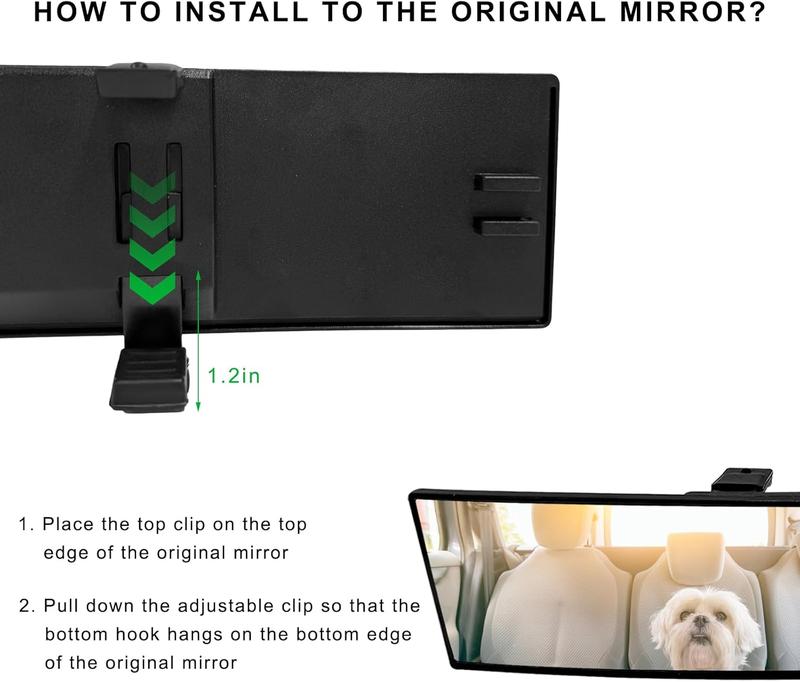 Universal Panoramic Anti-Glare Rear View Mirror - Wide Angle Clip On, Interior Blind Spot Mirrors for Car, SUV, Trucks