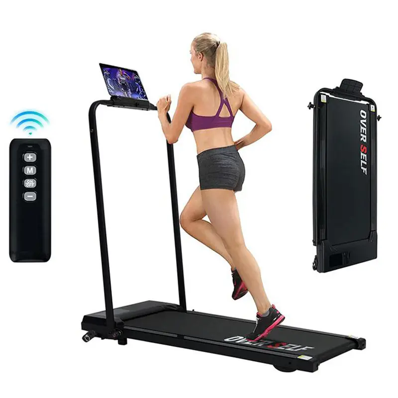 OVER SELF Folding Treadmill with Handrail, Walking Mat Treadmill Portable Treadmill for Easy Moving, Quiet design for home and office Walking pad Treadmill with LED Display for Walking and Jogging, Summervibes