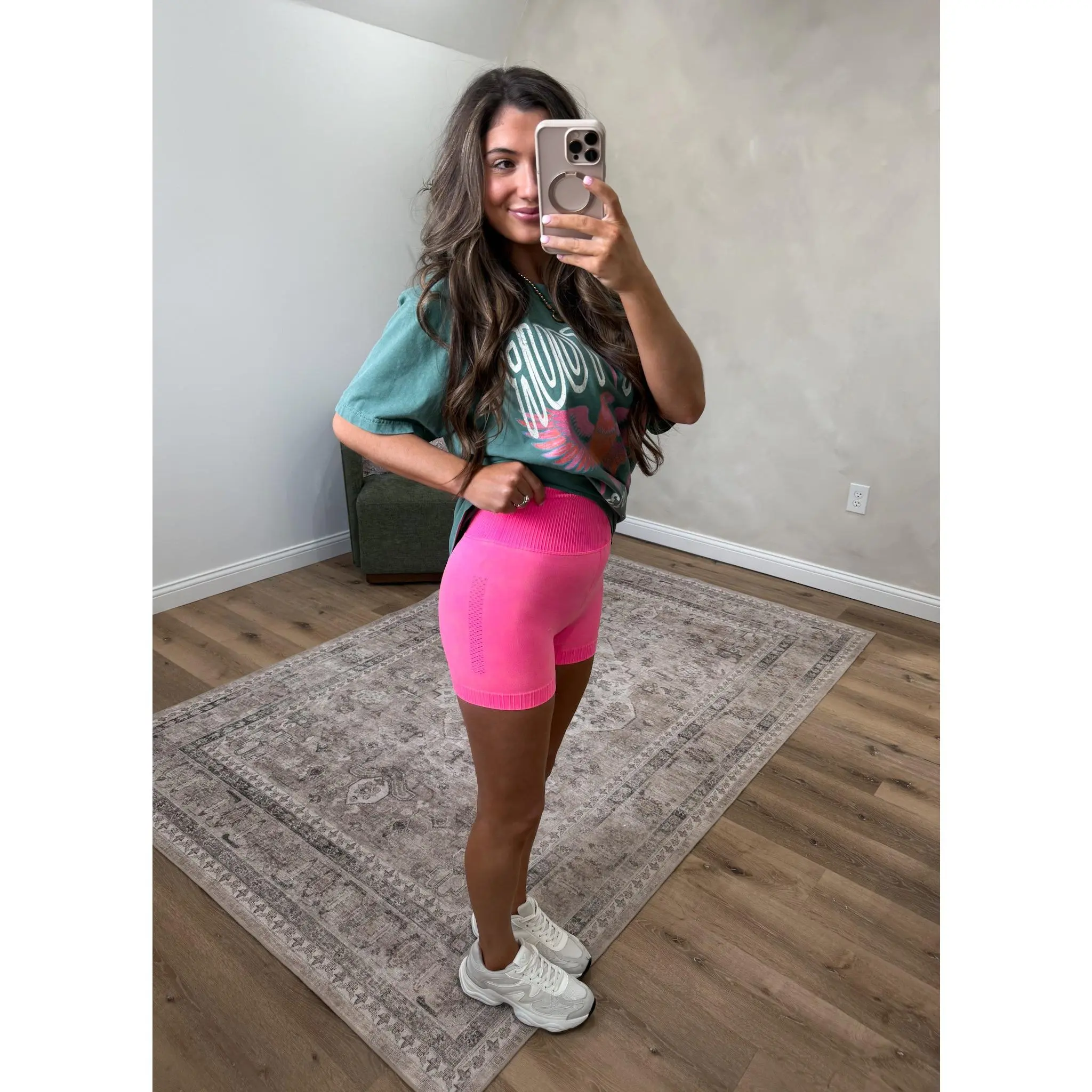 The Nova High Waisted Biker Shorts - neon fuchsia *restock*