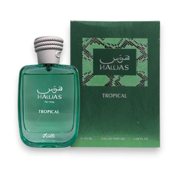 Rasasi Hawas Tropical Unisex Alcohol-Based Eau De Parfum, 100 ML (3.4 oz) Single Item, Fresh Coconut, Ginger & Mint Notes Fragrance