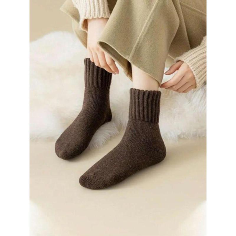 Women's Casual Soft Comfy Warm Socks for All Seasons, Solid Mid-calf Socks,Women's Socks for Daily Wear Womenswear Bridal