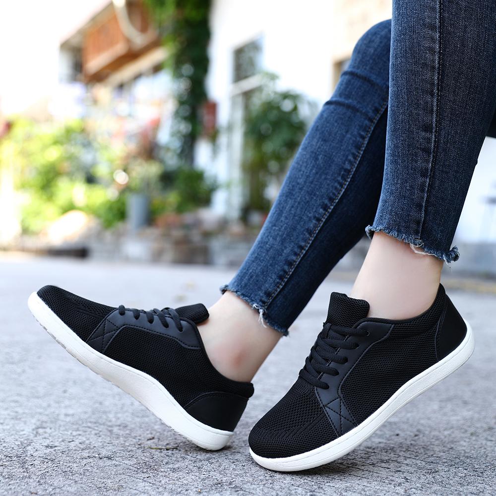 Women's Barefoot Style Slip On Sneakers with Wide Toe Box Zero Drop Sole Non Slip Lightweight Breathable Fabric Low Top Casual Trainers Perfect for Beach Outdoor Activities Walking Running