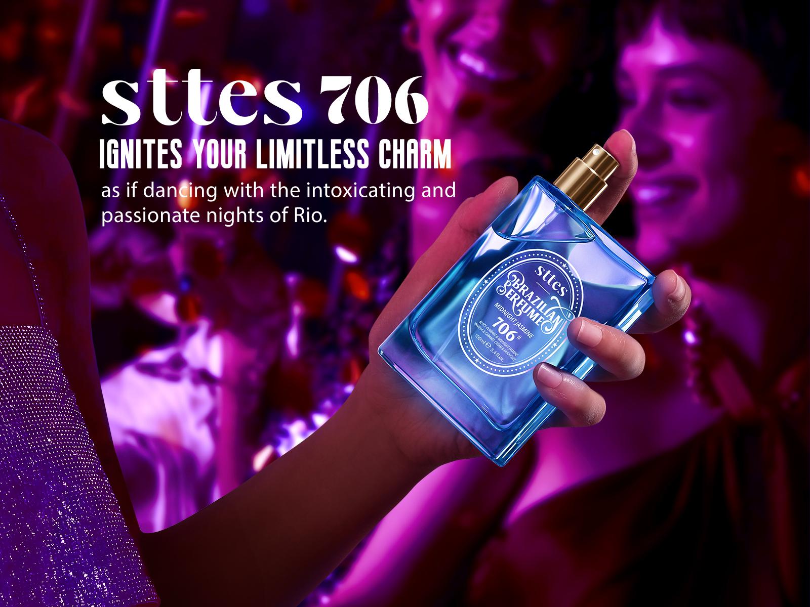 Sttes Perfume 706# (MIDNIGHT JASMINE) – Eau De Parfum 100ml (3.4 fl oz) – Black Currant, Jasmine, Vanilla