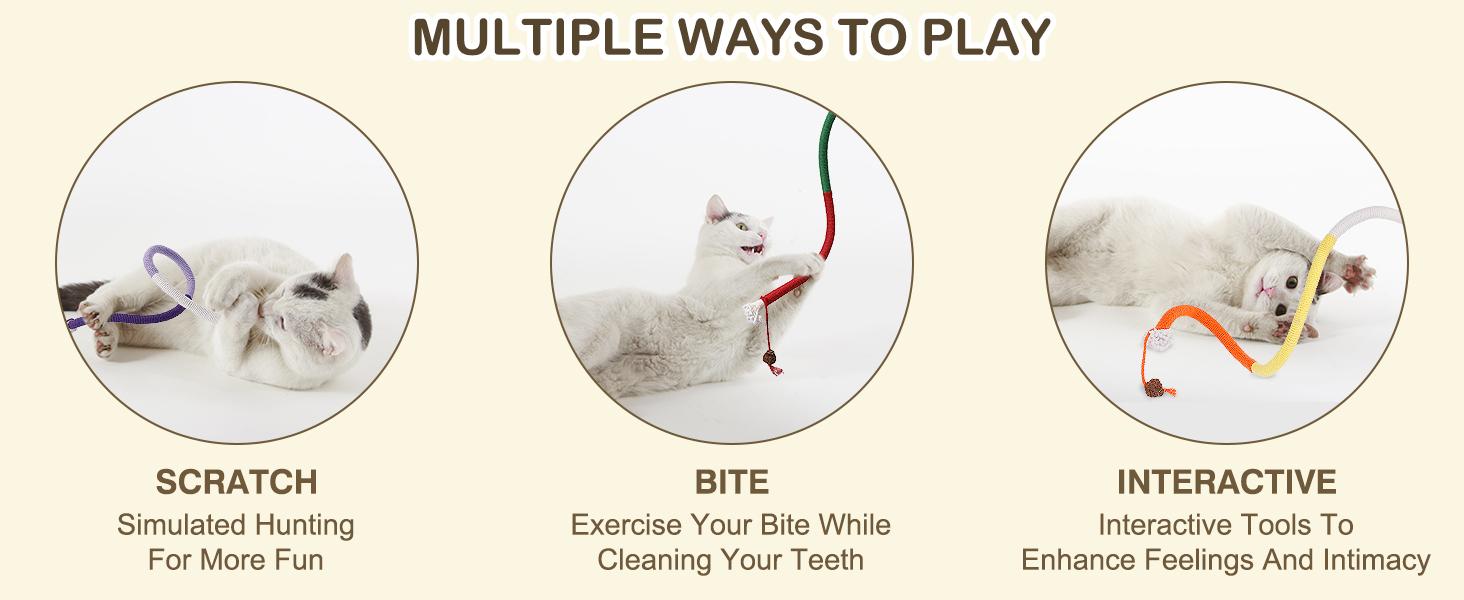 Cat Toys Chew Ropes Toys, 3 Pcs 27.9 Inches Interactive Catnip Toys for Indoor Cats, Kitten Teeth Cleaning Chew Toys for Dental Care