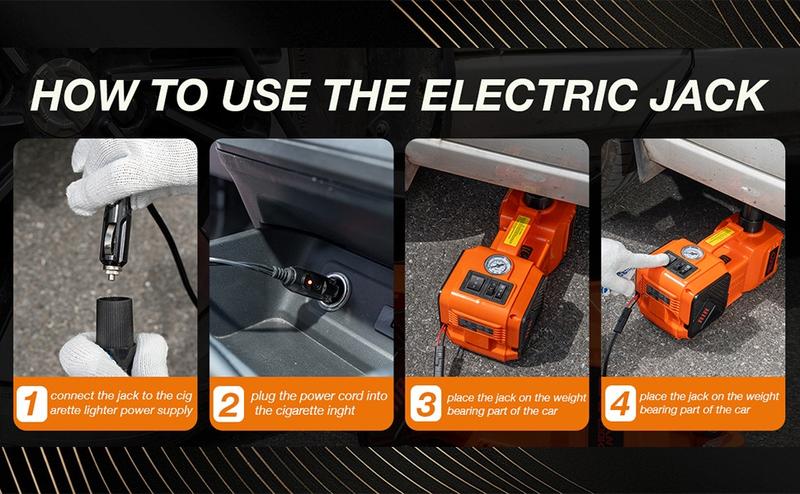 Electric Car Jack Kit with Hydraulic Lift 5-Ton, Tire Inflator Heavy-Duty 12V Floor Jack for Sedans,SUVs,MPVs & Trucks.Ideal for Tire Changes & Garage Repairs