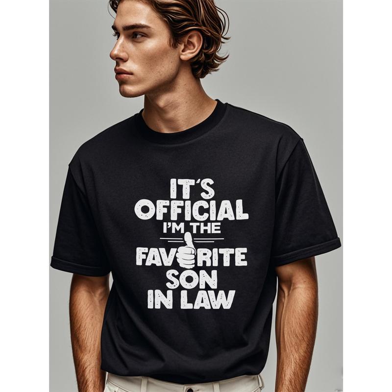 Official certification: The most popular son-in-law Men's casual T-shirt, black graphic T-shirt, round neck cotton, soft, fun, fashionable, super soft, breathable, moisture wicking, suitable for running and weekends