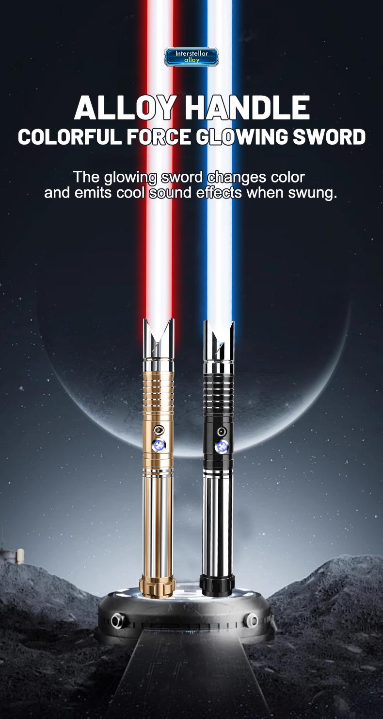 Light Saber, Heavy Dueling Light Sabers 2 Pack, 12 RGB Colors 16 Sound Fonts with Metal Hilt Double-Bladed Light Saber Smooth Swing Motion Control 2 in 1 Light Sabers for Adults Valentine's Day gift