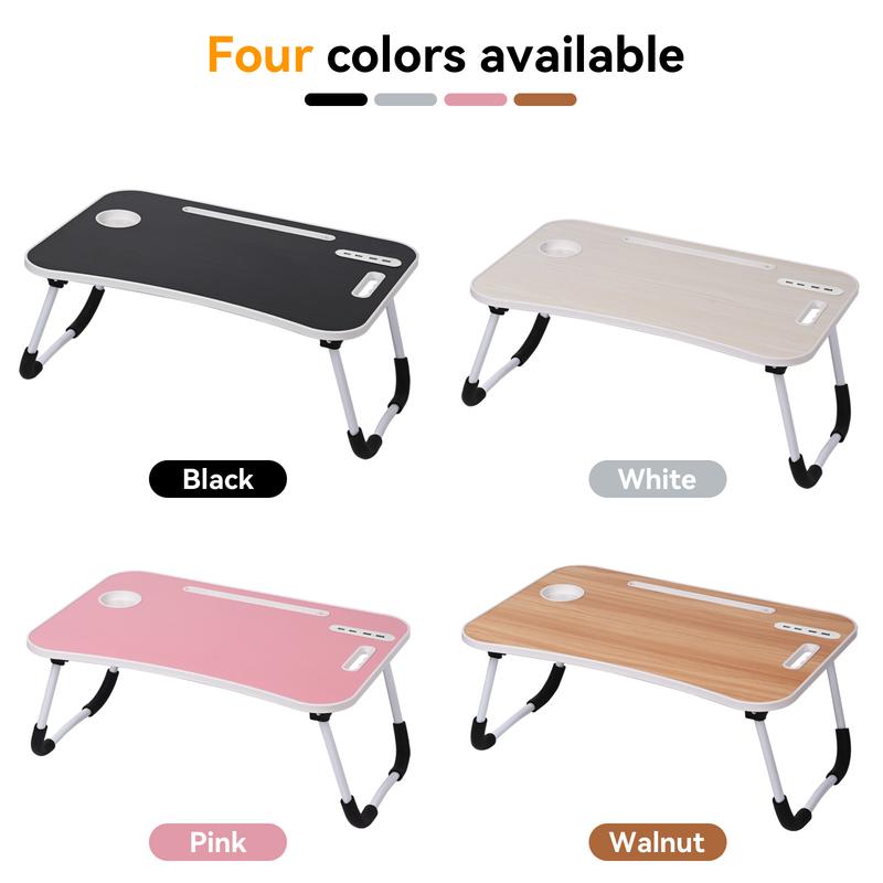 WGCTEK Laptop Bed Desk, Portable Foldable Laptop Table, Lap Desk Tray Table with 4 USB Ports, Storage Drawer and Cup Holder, for Bed/Couch Working, Reading