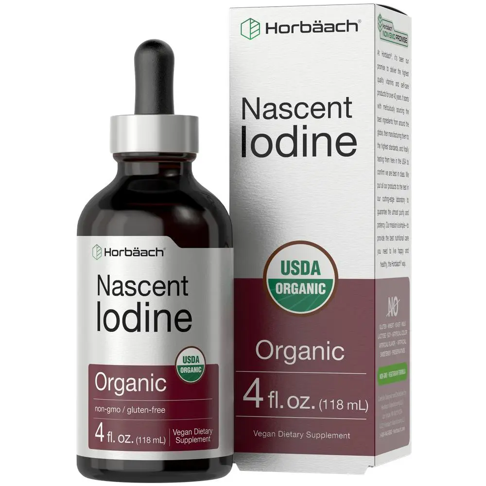 Horbäach Nascent Iodine | 325mcg | 4oz | Organic Liquid Supplement | Vegan, Non-GMO & Gluten Free Vitamin