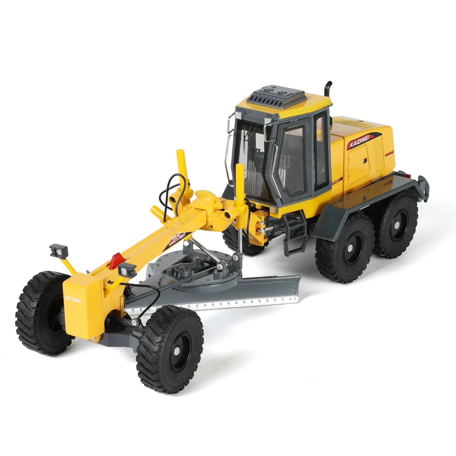 1/35 Scale Die-Cast Alloy Motor Grader Engineering Toy - Heavy Construction Road Grading Equipment with Moveable Blade, Realistic Look, No Assembly, Detailed Printed Markings, 10.87×4.45×4.25in, Kid-Friendly Gift, Construction Display