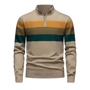 Men's casual knitted sweater, warm pullover sweater with zipper, fall and winter bottoming knit sweater, sweater jacket, suitable for daily, sports, going out
