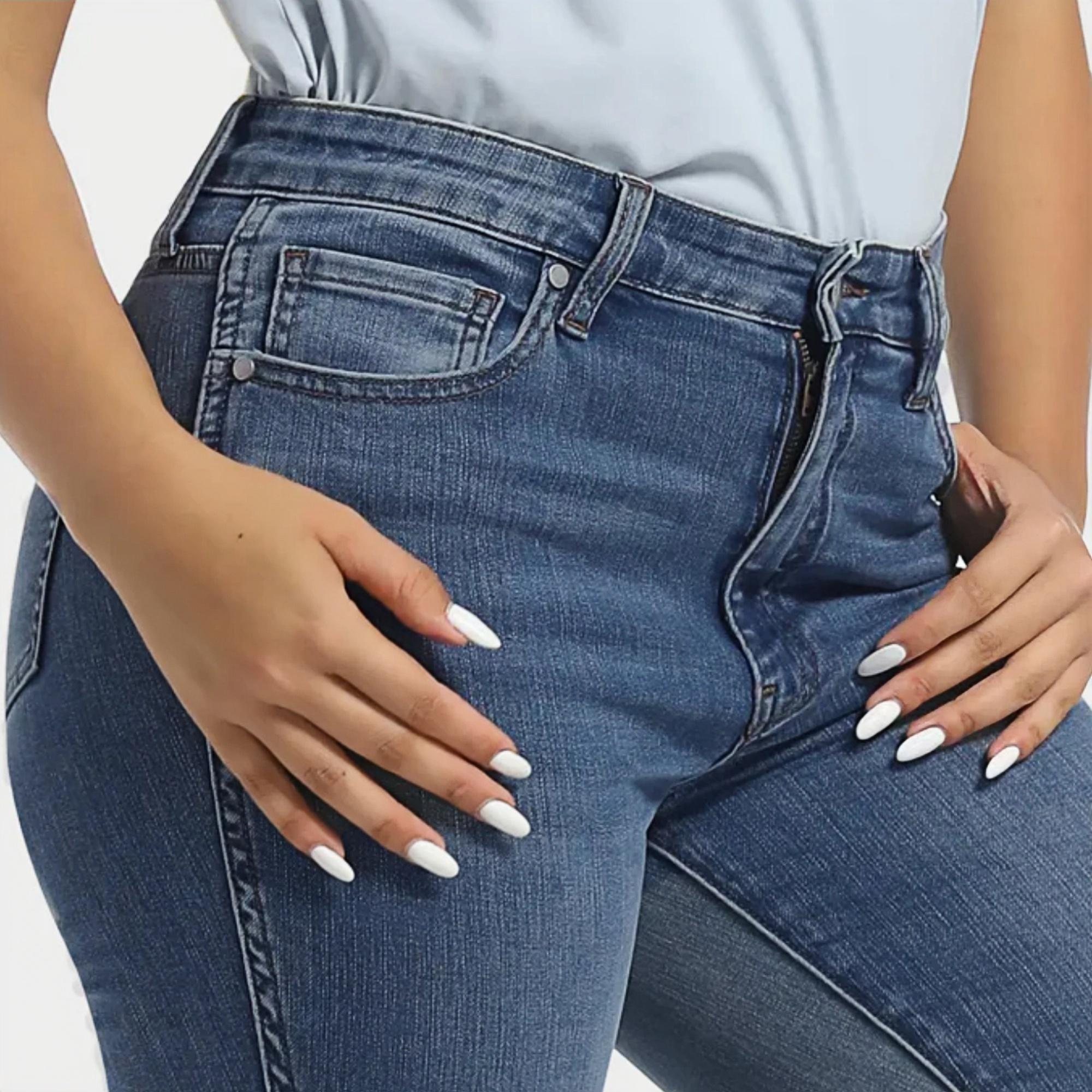 Women's High-Waisted Washed Stretch Genuwii Denim Tights, Sleek Finish Fabric, Fashionable Look, Comfortable Slim Casual Basic Style - No More Awkward Gaps,  Flattering Cute Jeans, Outdoor Streetwear Fit Jeans, Jeans Altos, Classic Womenswear Bottom