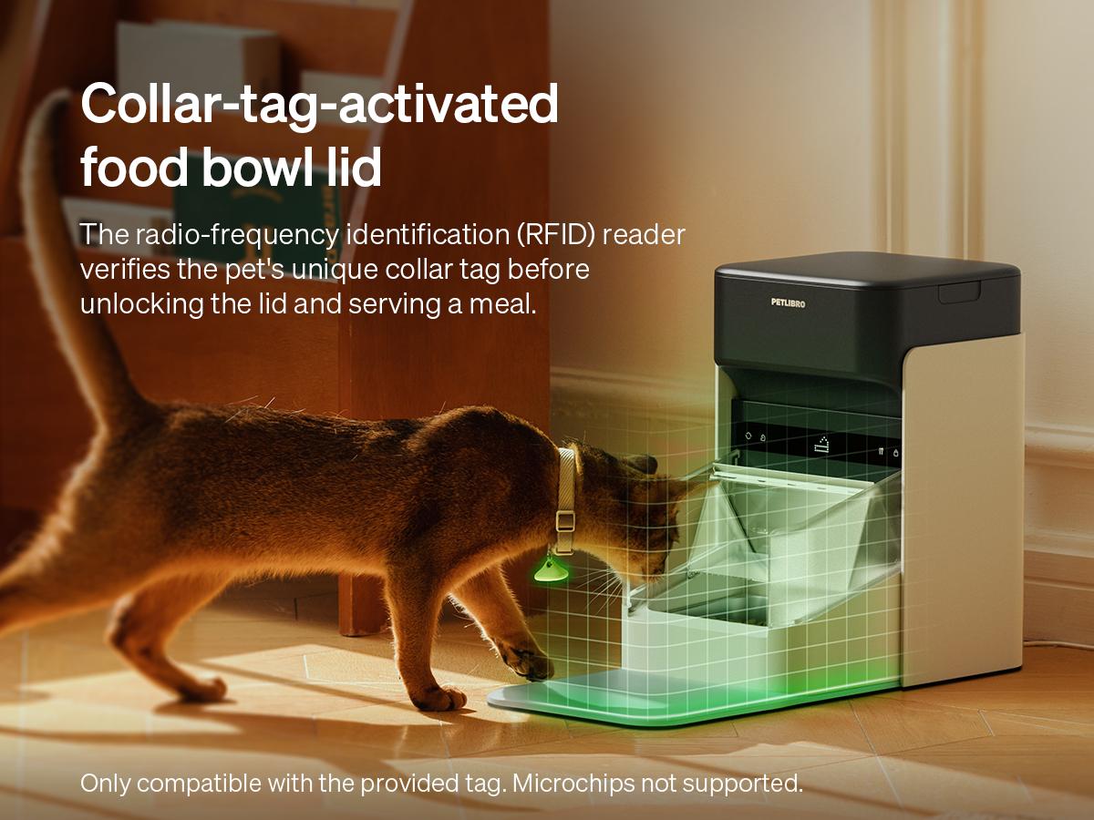 PETLIBRO RFID Automatic Cat Feeder,5G Wi-Fi pet feeder with 3L capacity, app control, and collar tag sensor for 1-10 programmable meals
