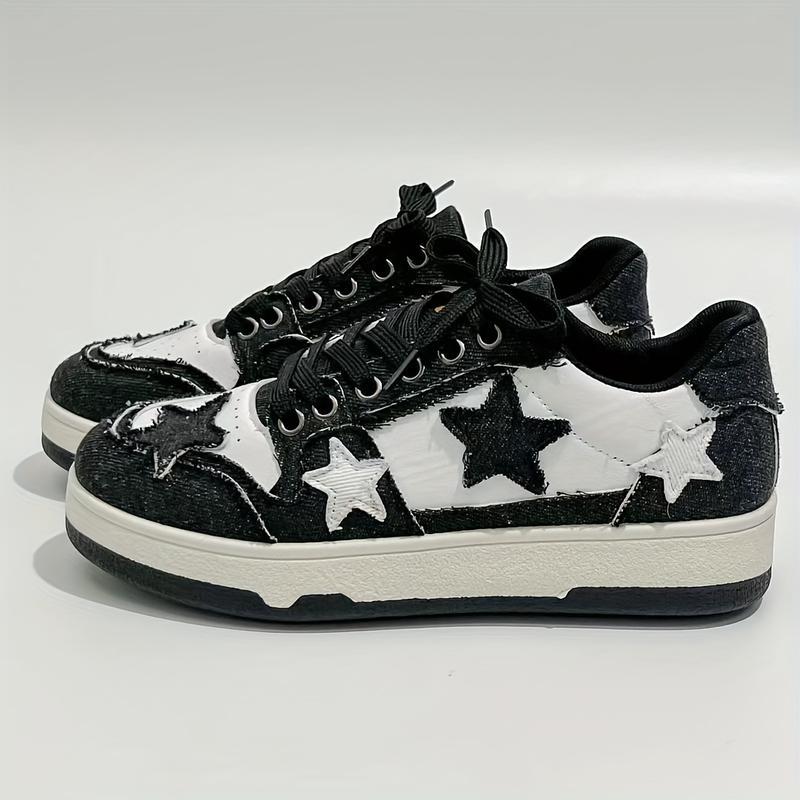 Women's Lightweight Breathable Vintage Star Patterned Casual High Top Sneakers Non Slip Sole Four Seasons Skateboard Running Shoes Black Women's Lightweight Breathable Vintage Star Patterned Casual High Top Sneakers Non Slip Sole Four Seasons Skateboard Running Shoes Black