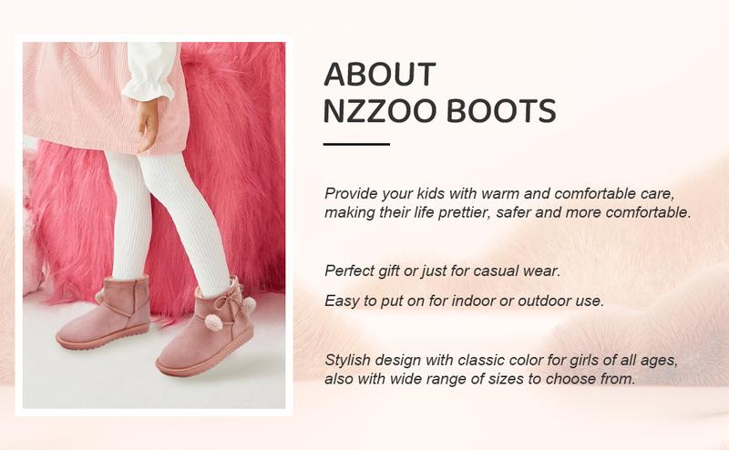 Lumubby Girls Winter Snow Boots Faux Fur Lined Short Ankle Shoes for Little Big Kids - Slip-On Style, Plush Sheepskin, Lightweight & Durable