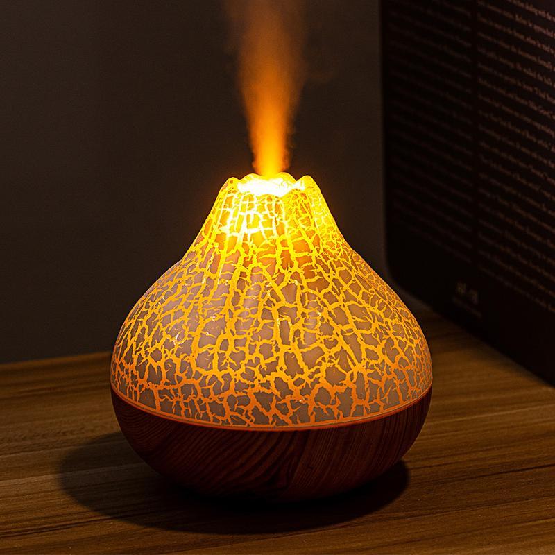 MUNBYN Volcano Air Humidifier 300ml Large Capacity Water Mist Aromatherapy Diffuser USB Desktop Humidifier with 7 Colorful Night Lights