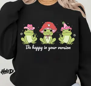 Be Happy in Your Version Frog Shirt – Cute Frog Graphic, Positive Unisex Casual Style