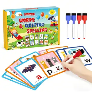 Kids Wipe & Write CVC Flashcards Set, Safe Plant-Based Ink, Trending Early Literacy Toy, Visual & Fine Motor Skills Development, Portable Gift Box, Top Rated Homeschool Must-Haves for Toddlers 3+