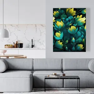 Pictorem C1RC364892IYBU 36 x 48 in. Intense Bloom - Green Canvas Wall Art for Home Decor - Elegant Design