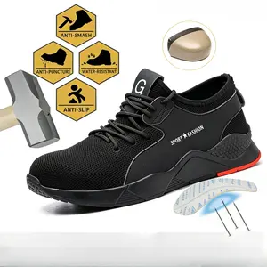 Men's Steel Toe Anti-Puncture Safety Footwear, Lightweight Durable Breathable Athletic Casual Sneaker Trainers for Work