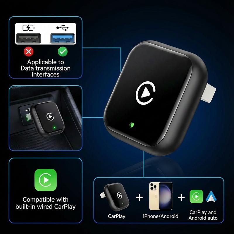 2026 Upgraded Wireless CarPlay Adapter – Fast Connection, No Latency, Supports Hands-Free Calls, Effortlessly Converts Wired to Wireless CarPlay Adapter, Compatible with iPhone iOS 10+ & Android Auto 2026 Upgraded Wireless CarPlay Adapter – Fast Connection, No Latency, Supports Hands-Free Calls, Effortlessly Converts Wired to Wireless CarPlay Adapter, Compatible with iPhone iOS 10+ & Android Auto