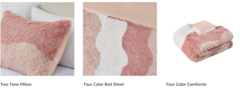 Bedding Set with Comforter and Standard Sham，Soft & Warm Plush Comforter Set