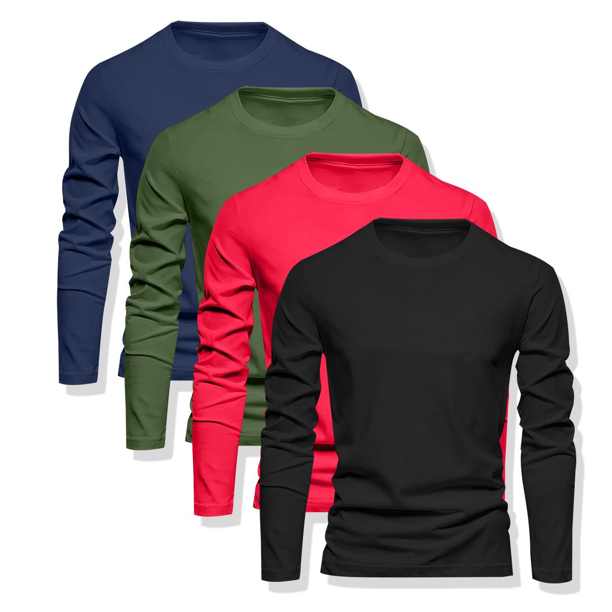 4-Pack long-sleeved sports comfortable breathable sweater, fitness training quick-drying suit, spring and autumn outdoor leisure sports long-sleeved top, gym exercise activities