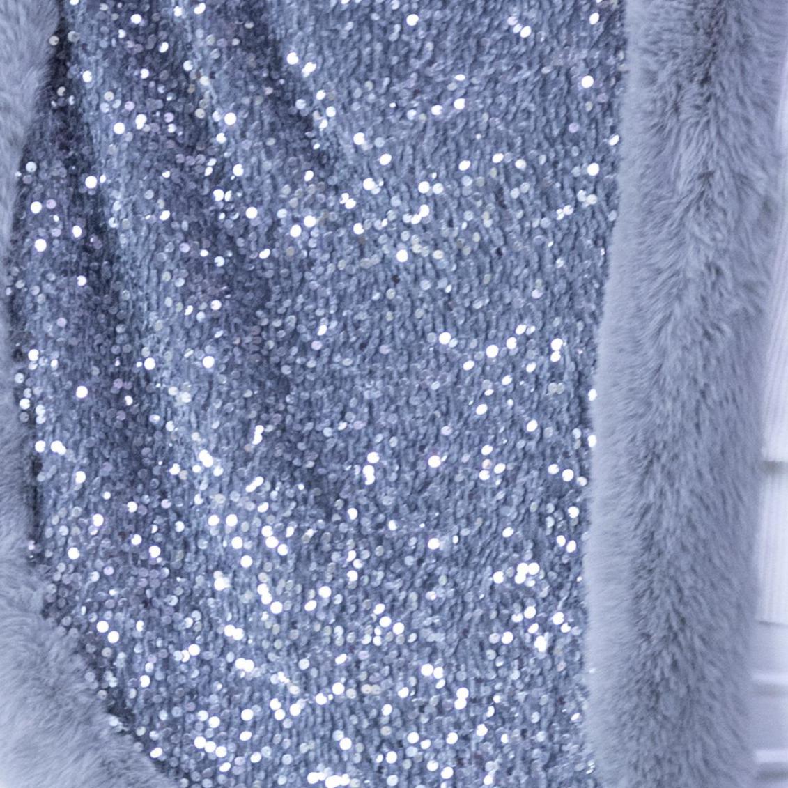 Women's Luxurious Sequin Faux Fur Trimmed Evening Cape Poncho - Elegant Outerwear for Special Occasions Women's Luxurious Sequin Faux Fur Trimmed Evening Cape Poncho - Elegant Outerwear for Special Occasions