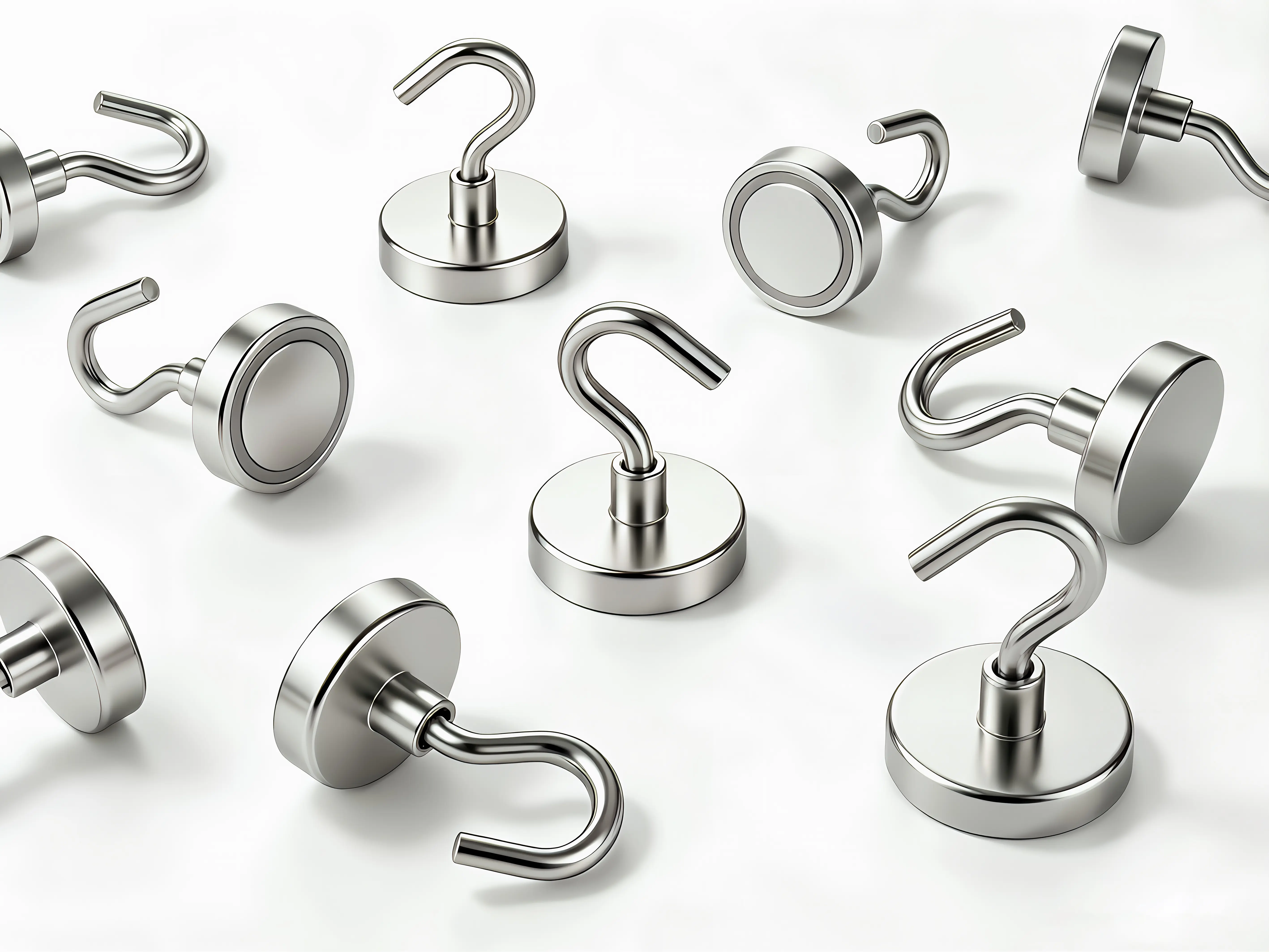 6-Pack Heavy Duty Magnetic Utility Hooks, 110LBS Stainless Steel No-Drill Rustproof Waterproof Removable Hooks (80LBS+ Pull) for Kitchen Organization, Garage Use