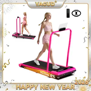 【LIVE ONLY】 HOT PINK! Foldable Walking Pad Treadmill by YAGUD, Low-Noise Motor, 265 lb Capacity, Dual Shock Absorption, Remote Control with Wheels, Includes Free Resistance Bands